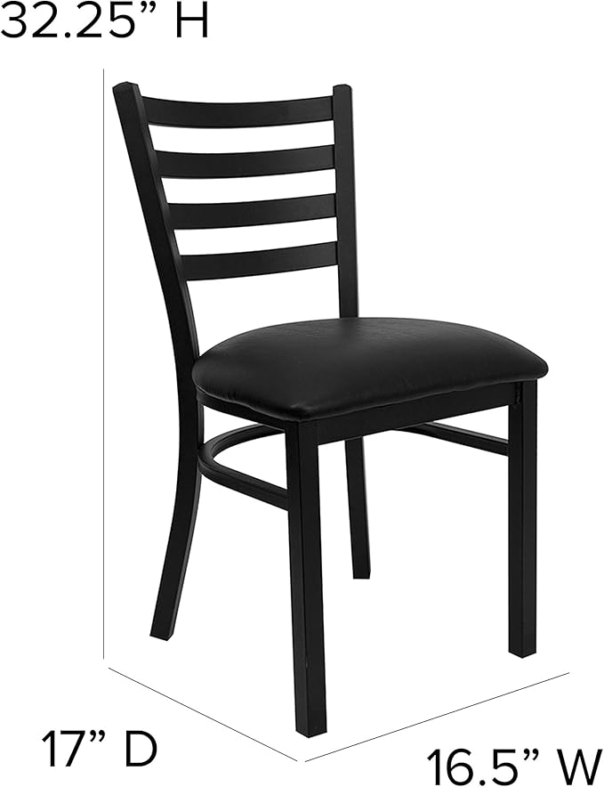 Flash Furniture HERCULES Series Black Ladder Back Metal Restaurant Chair - Image 3
