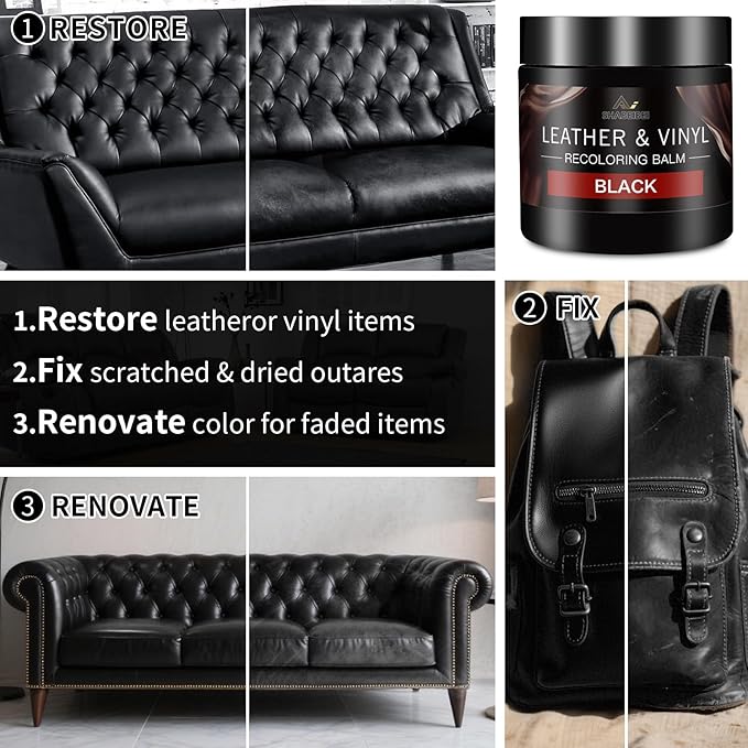 Leather Recoloring Balm with 100ml Mink Oil, Car Seats, Dye & Restorer - Image 4