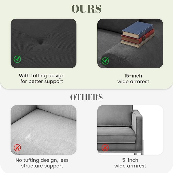 GRUSIGN 118'' Modular Sectional Oversized Boneless Couch, Tufted Cloud - Image 6