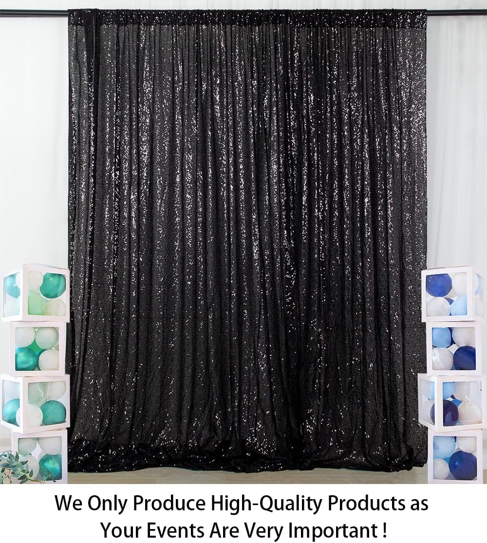 ShinyBeauty Black Sequin Backdrop 10FTx10FT Photo Backdrops for Wedding Sparkle Backdrop for Photograph Glitter Curtains for Baby Shower Party Shimmer Fabric Background