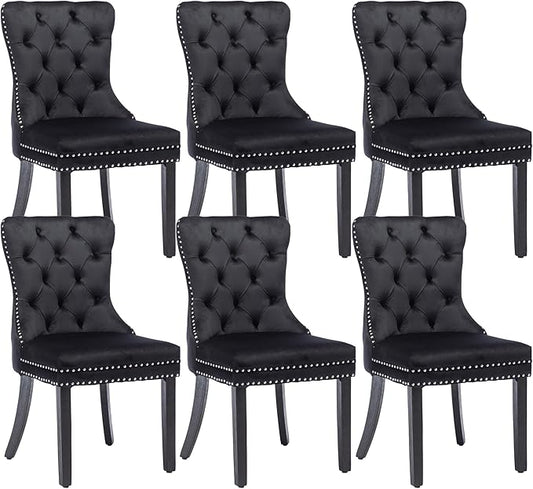 KCC Velvet Dining Chairs Set of 6, Upholstered High-end Tufted Dining Room Chair by KCC