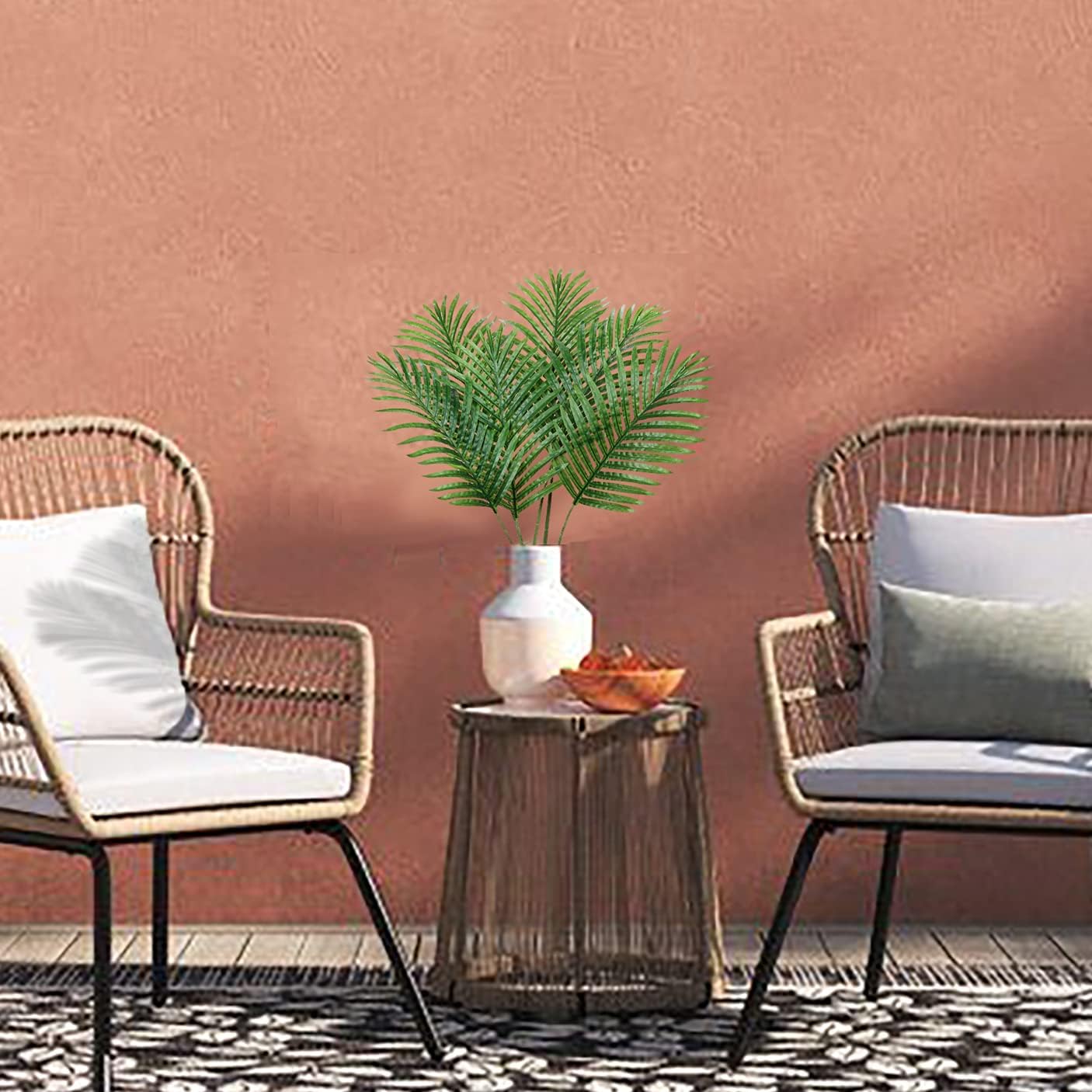 DILATATA 12 pcs Artificial Palm Leaves, 3 Sizes: Large 34''(L), Medium 30''(L), Small 25''(L), Bendable Stems, Glossy Finish, for Home Decor, Event Styling