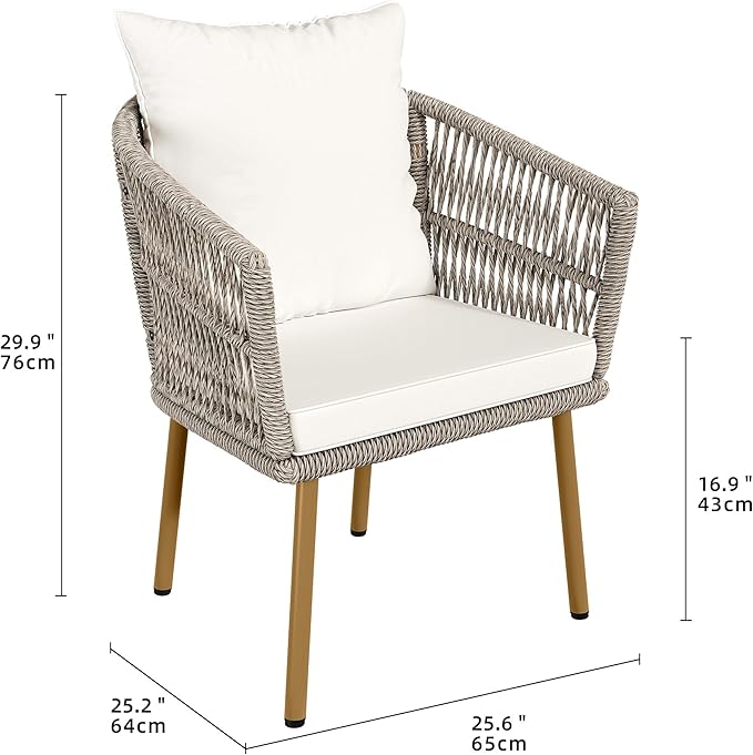 YITAHOME Outdoor Dining Single Sofa Chair, Indoor-Outdoor Wicker Bistro Chairs - Image 3