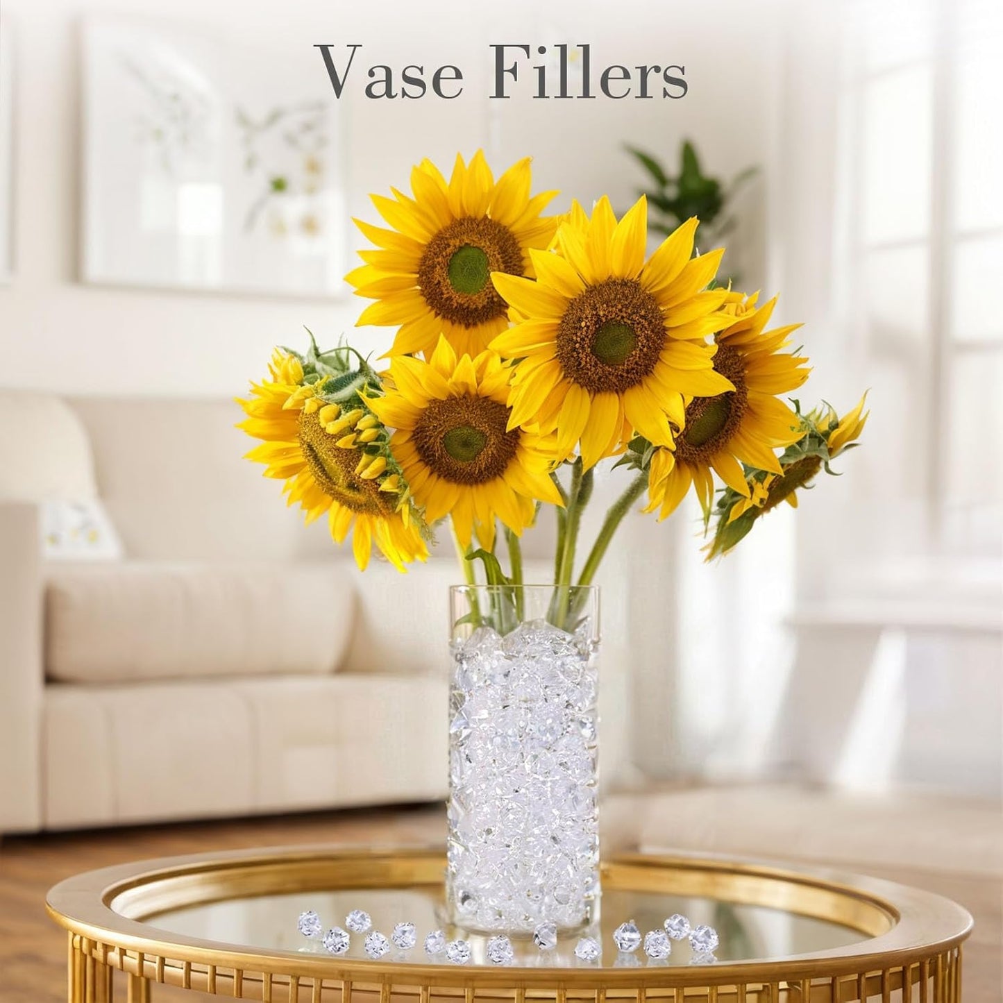 DomeStar 1050PCS Clear Fake Ice, Acrylic Fake Diamonds, Crushed Ice Rocks Clear Vase Fillers Fish Tank Vase Centerpiece Party Table Scatter Decor