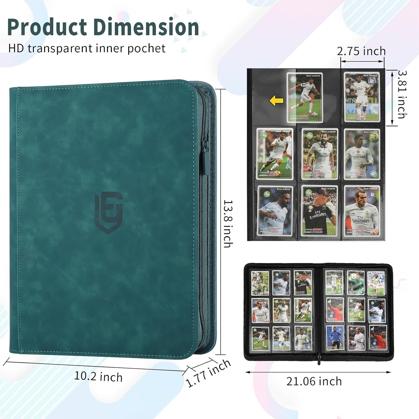 9 Pocket Card Binder,540 Pocket Trading Card Binders,Loading Pocket Collectible Card Album for MTG, TCG, Sport Card, Game Cards Dark Green