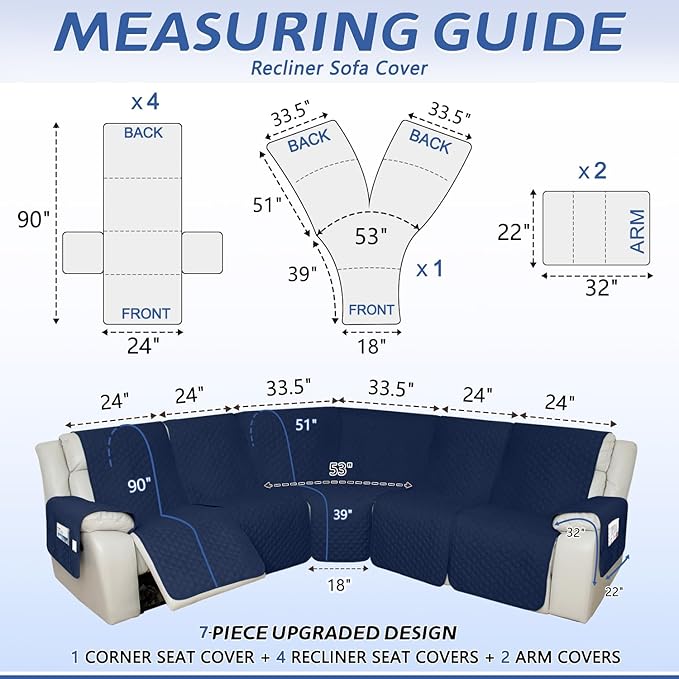 Arfntevss Recliner Sectional Couch Covers 1OO% Waterproof L Shape Sofa Cover - Image 2