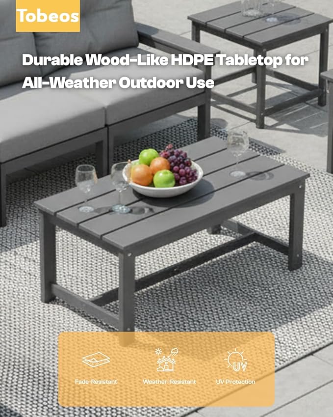 HDPE 4 Piece Patio Furniture Set, All-Weather Outdoor Couch - Image 5
