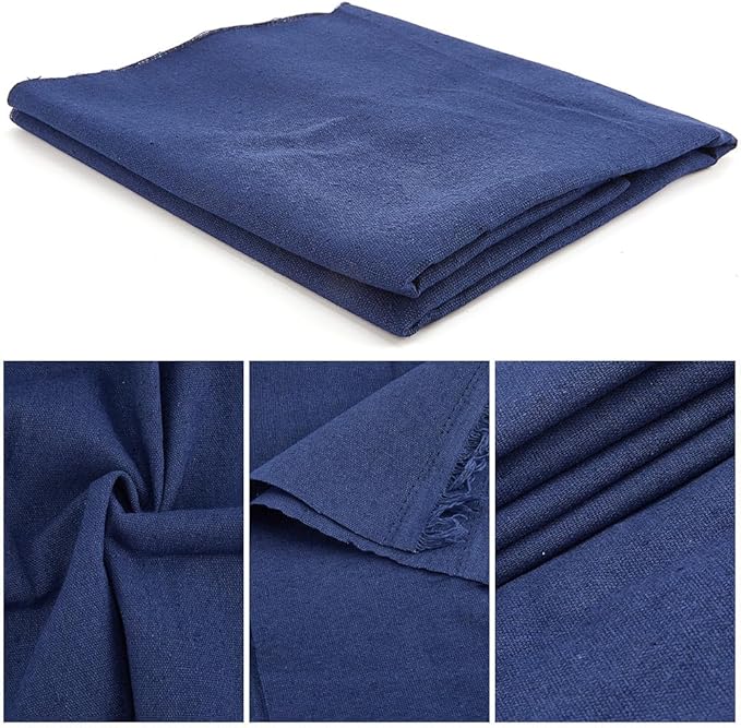 59 Inch Navy Blue Linen Cotton Quilting Fabric by The Yard Canvas Embroidery - Image 5