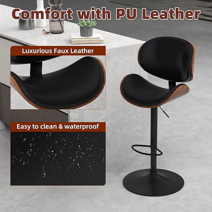 civama Bar Stools Set of 6 for Kitchen Counter, Adjustable Bar Height Chairs - Image 5