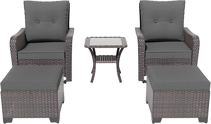ALAULM 5-Piece Outdoor Swivel Rocking Chair Set - Image 7