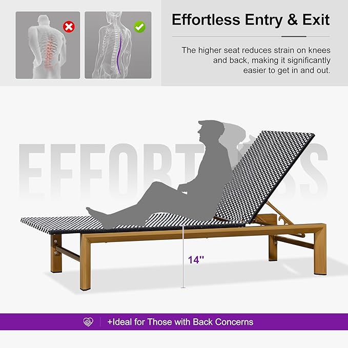 PURPLE LEAF Extra Wide Outdoor Chaise Lounge French Hand Woven Wicker Patio - Image 7