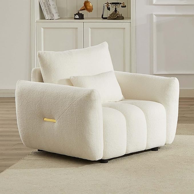 Antetek 35" Modern Accent Single Sofa Chair, Comfy Deep Seat Teddy Living Room by Antetek