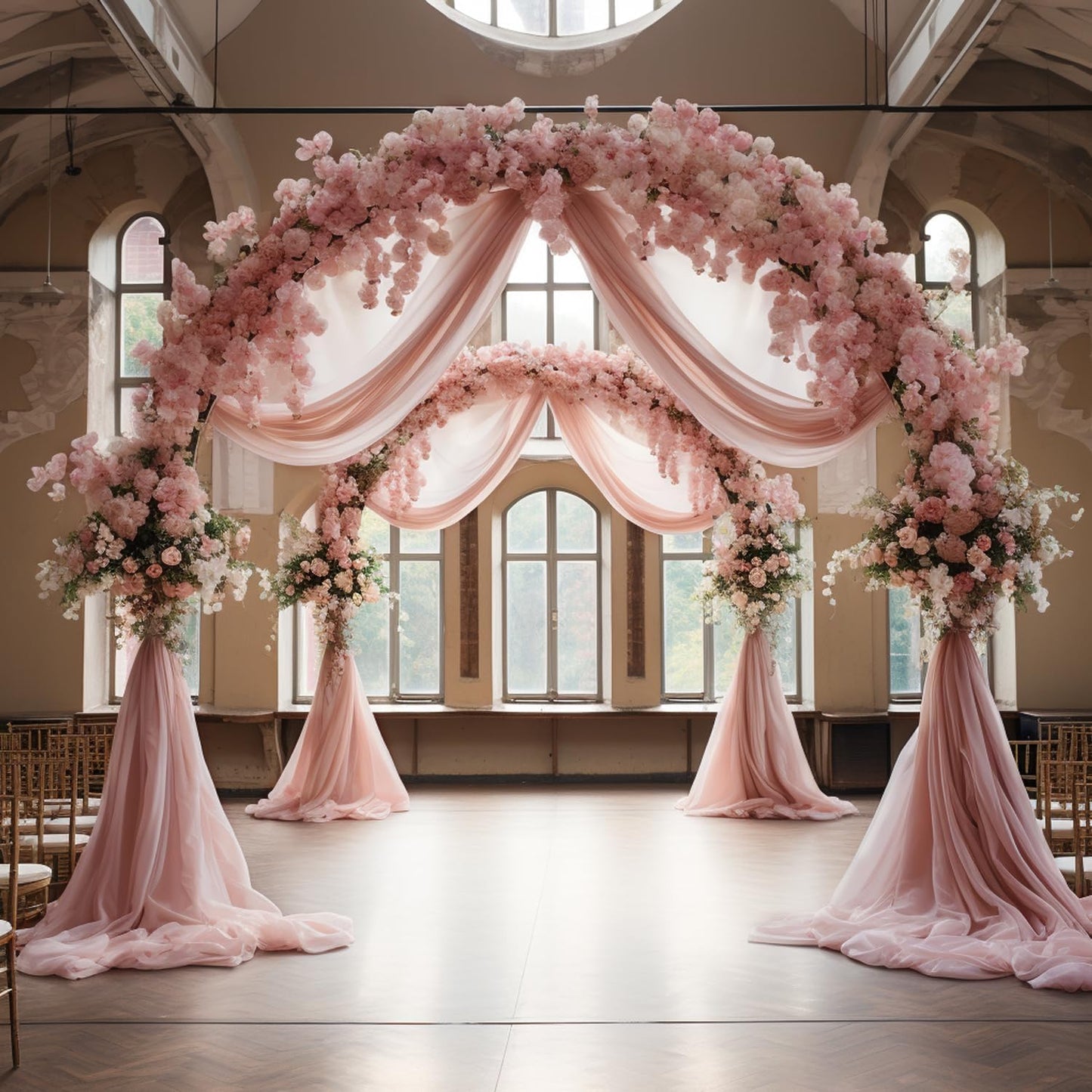 Wokceer Wedding Arch Draping Fabric 6 Panels 28.7" x 20FT Dusty Rose Drapes Sheer Fabric Backdrop Arch Draping Fabric for Wedding Ceremony Birthday Party Bridal Shower Decoration