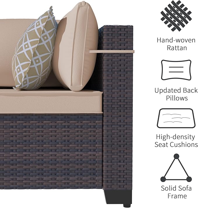 Outdoor Patio Furniture Set, 9 Pieces Outdoor Sectional Furniture Patio Set - Image 2