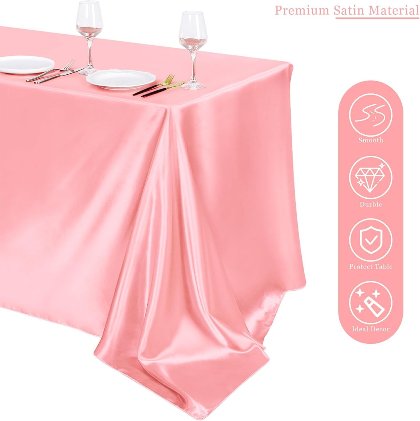 TURSTIN 4 Packs Pastel Rainbow Satin Tablecloth 102 x 58 Inch Overlay Satin Table Cover Rectangle Bright Silk Tablecloth Smooth Fabric Table Decoration for Wedding Banquet Party Events
