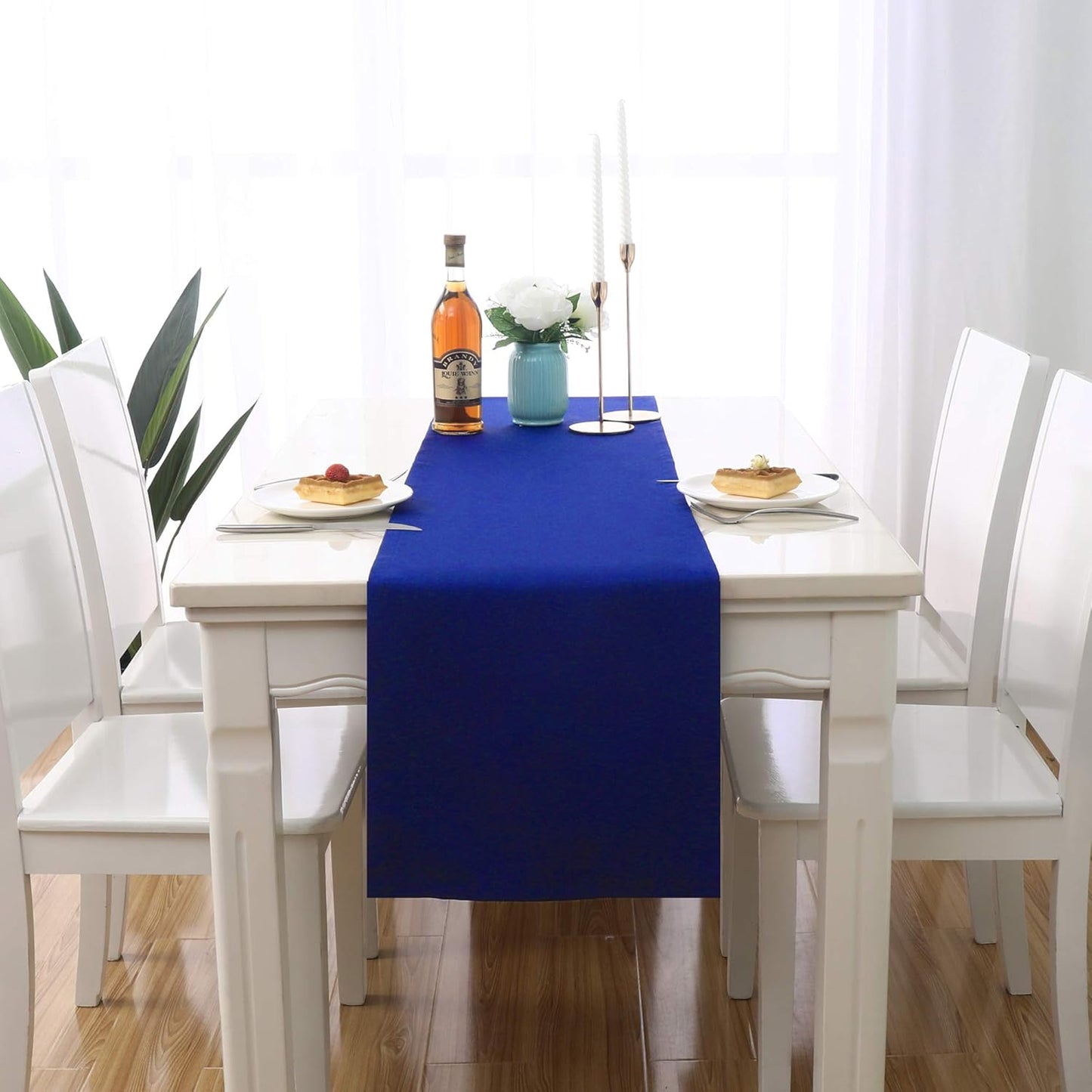 DUALIFE Royal Blue Table Runner 72 Inch Long Coublt Blue Color Handcrafted Decorative Cloth for Wedding Party Birthday Graduations Hotel Restaurant Banquet Catering Services Event 1 Panel