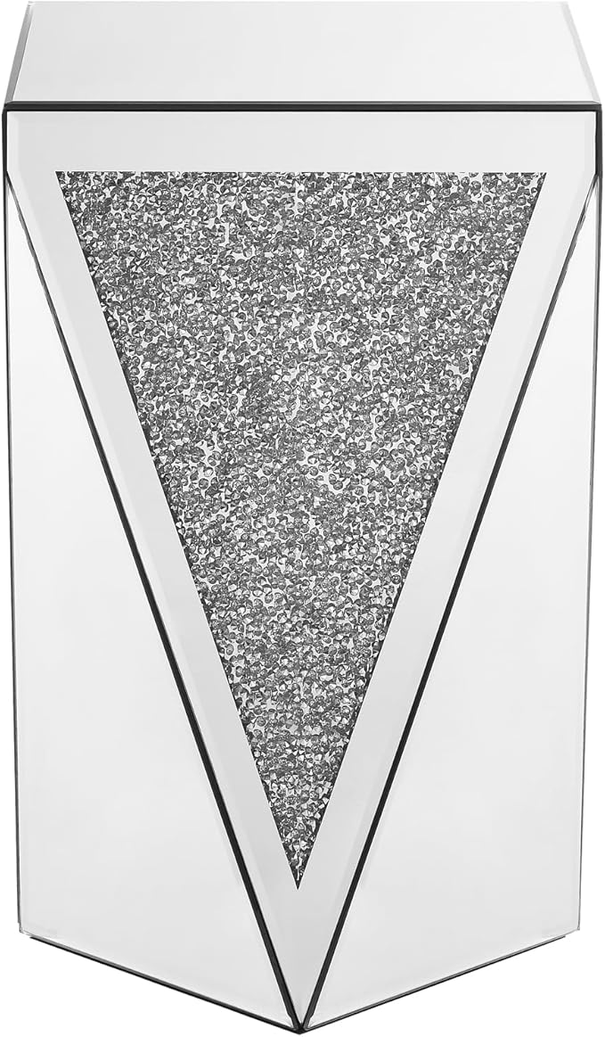 Inverted Triangular Mirror Square End Table, Crystal Diamond Inlaid Coffee Table - Image 8