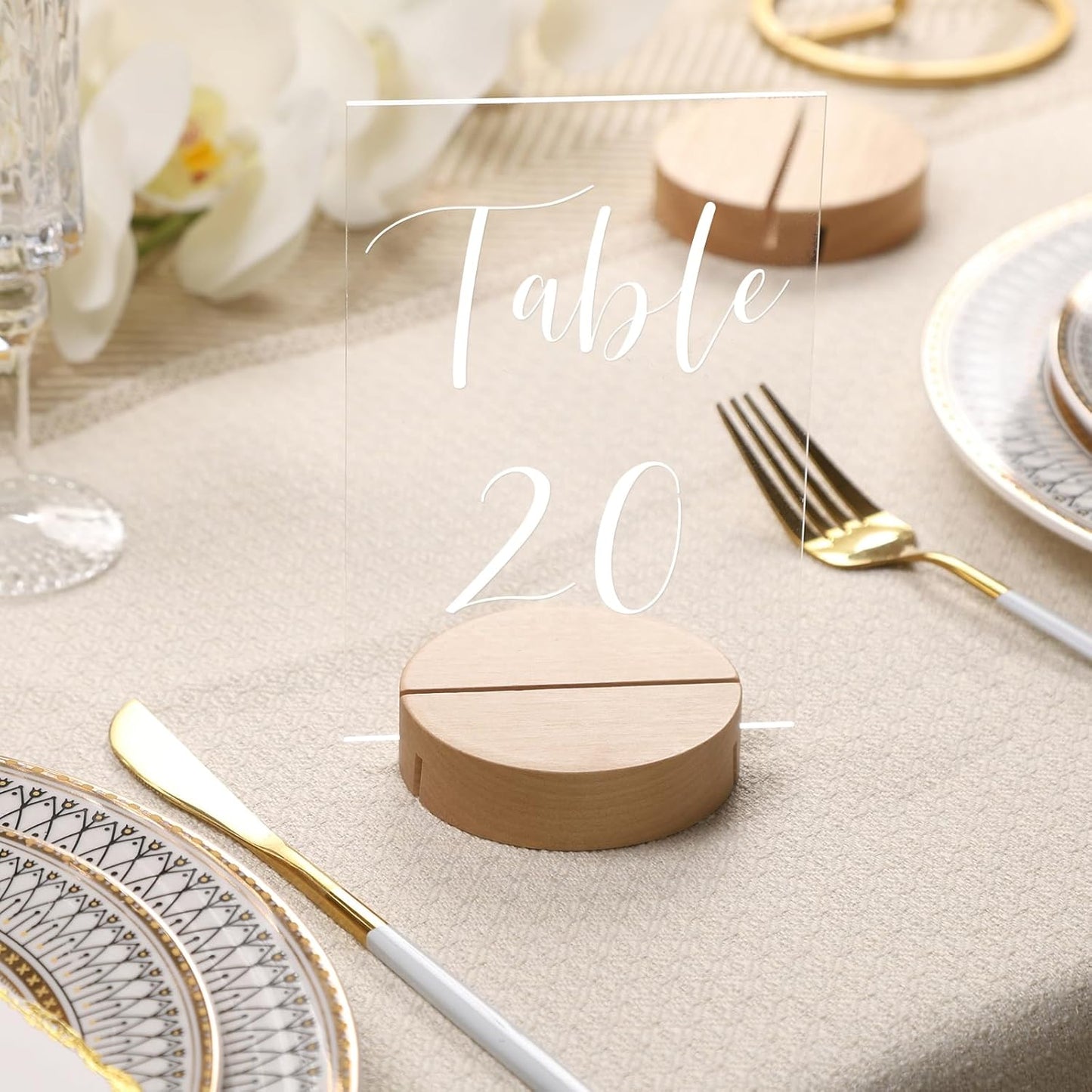 UNIQOOO 10 Pack 3" Round Birch Wood Stands for Wedding Acrylic Sign, Wood Table Number Holders for 1/8 Thick Acrylic Sheets | Wedding Display Stand, Card Holder for Bar Menu, Retail Sign, Party