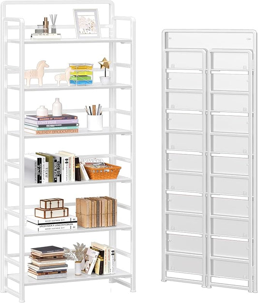 4NM No Assembly 6 Tiers Folding Bookshelf Storage Shelves Vintage Bookcase by 4NM