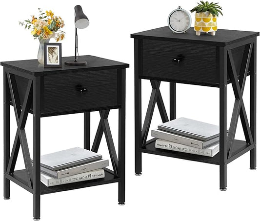 VECELO Nightstands Set of 2, Modern Bedside End Tables, Night Stands by VECELO