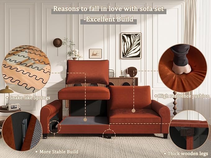 EASE MOOSE 70.6" Velvet Loveseat Sofa, Soft Deep Seat Couches - Image 9