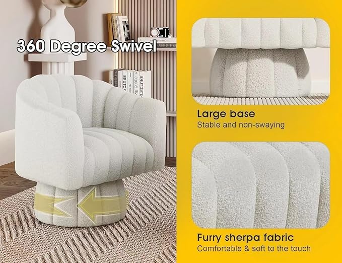 Dewhut Swivel Accent Chair, 360° Swivel Barrel Chair - Image 6