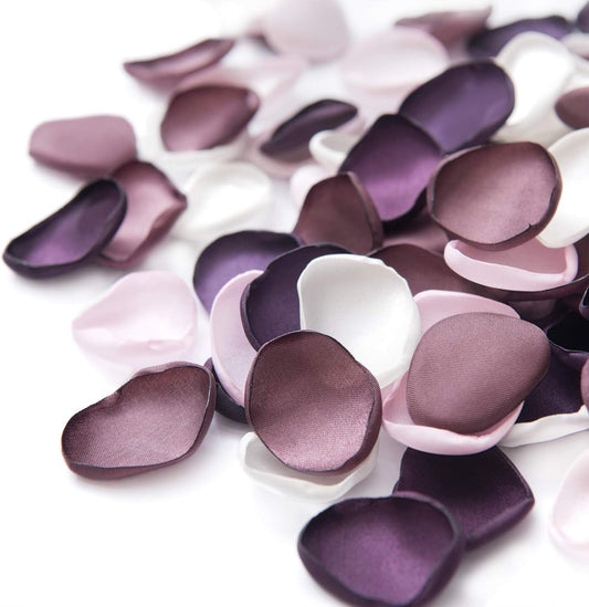 Ling's Moment Rose Petals, Silk Flower Petals for Wedding/Aisle/Flower Girl Baskets/Table Centerpiece Décor,etc.Purple Plum White 200pcs