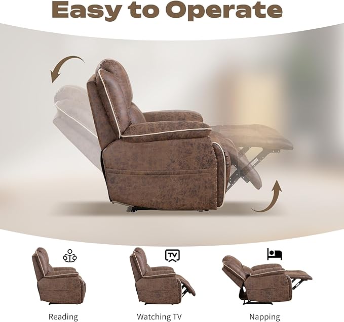EBELLO Faux Leather Manual Recliner Sofa Set, 1 Seat Reclining Chair and a 3 - Image 4