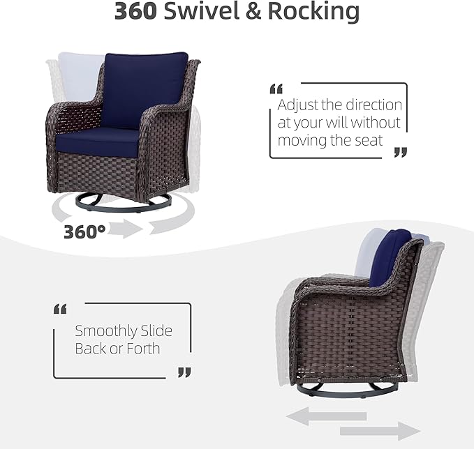 Towallmark Outdoor Swivel Wicker Glider Patio Chairs - Image 3