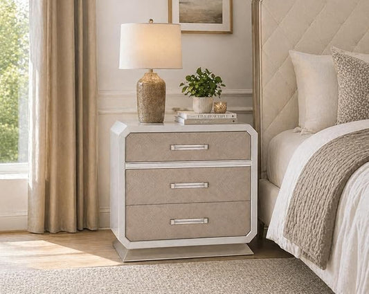 First of a Kind Nightstand Modern Glam Wood Bedside Table Dior Collection Two by FirstofaKind