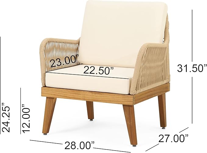 VilroCaz 4-Pieces Acacia Wood Patio Furniture Set, All-Weather Outdoor Patio - Image 4