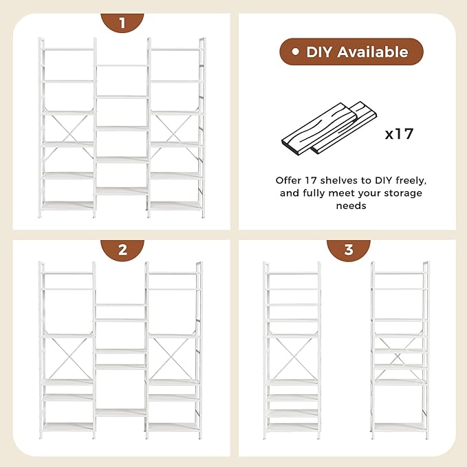 SUPERJARE Triple Bookshelf, Bookcase - Image 9