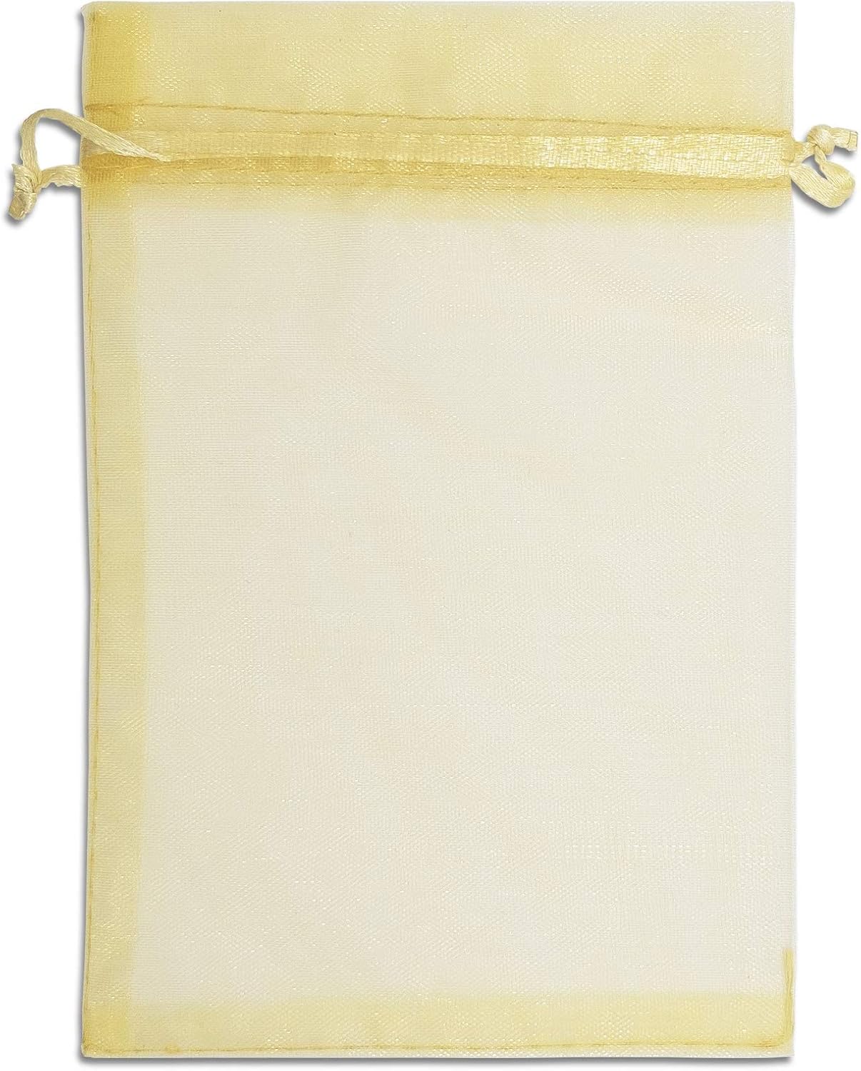 TheDisplayGuys 100-Pack 4x6 Gold Sheer Organza Gift Bags with Drawstring, Jewelry Candy Treat Wedding Party Favors Mesh Pouch
