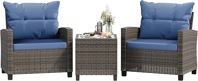 Shintenchi 3 Pieces Patio Furniture Set 3 Pieces PE Rattan Wicker Chairs by Shintenchi%7CFurnitureMadeforRealLife