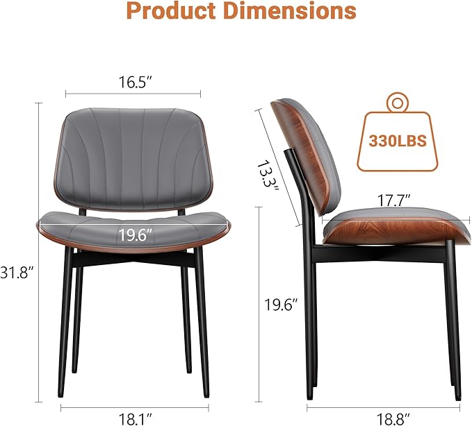 YaFiti Dining Chairs Set of 2, Dining Room and Kitchen Chairs, Mid Century - Image 2