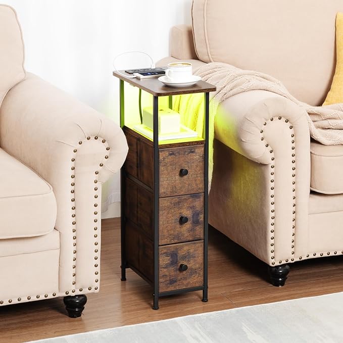 LOAKEKEL Narrow End Tables Living Room Set of 2 - Image 2
