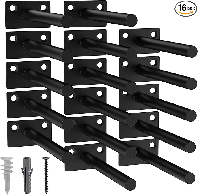 LEOPO Black 16-Pack 5 inch Floating Shelf Brackets, Hidden Shelf Bracket by FinestHomeDecor