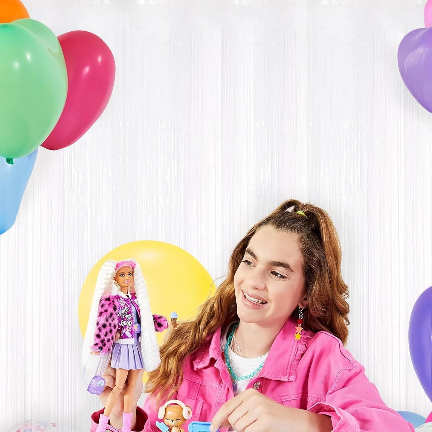 5 Pack White Fringe Foil Curtain 3.2ft x 8.2ft Tinsel Backdrop Streamers for Birthday Party Decoration Wedding Christmas