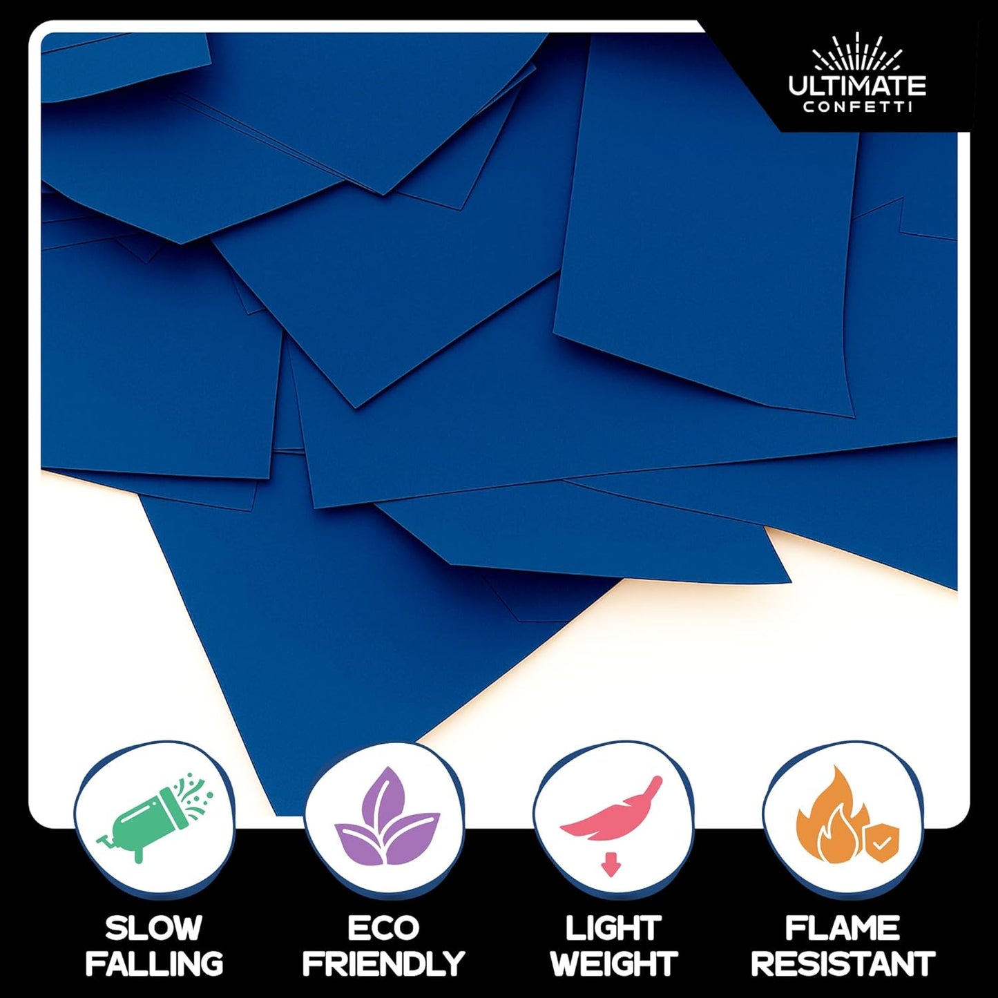 Ultimate Confetti, Dark Blue Biodegradable Confetti - Rectangular Flame-Resistant Tissue Paper Confetti for Cannon and Launcher use – Best for Gender Reveal, Parties, and Concerts - 20 lb, 320 oz