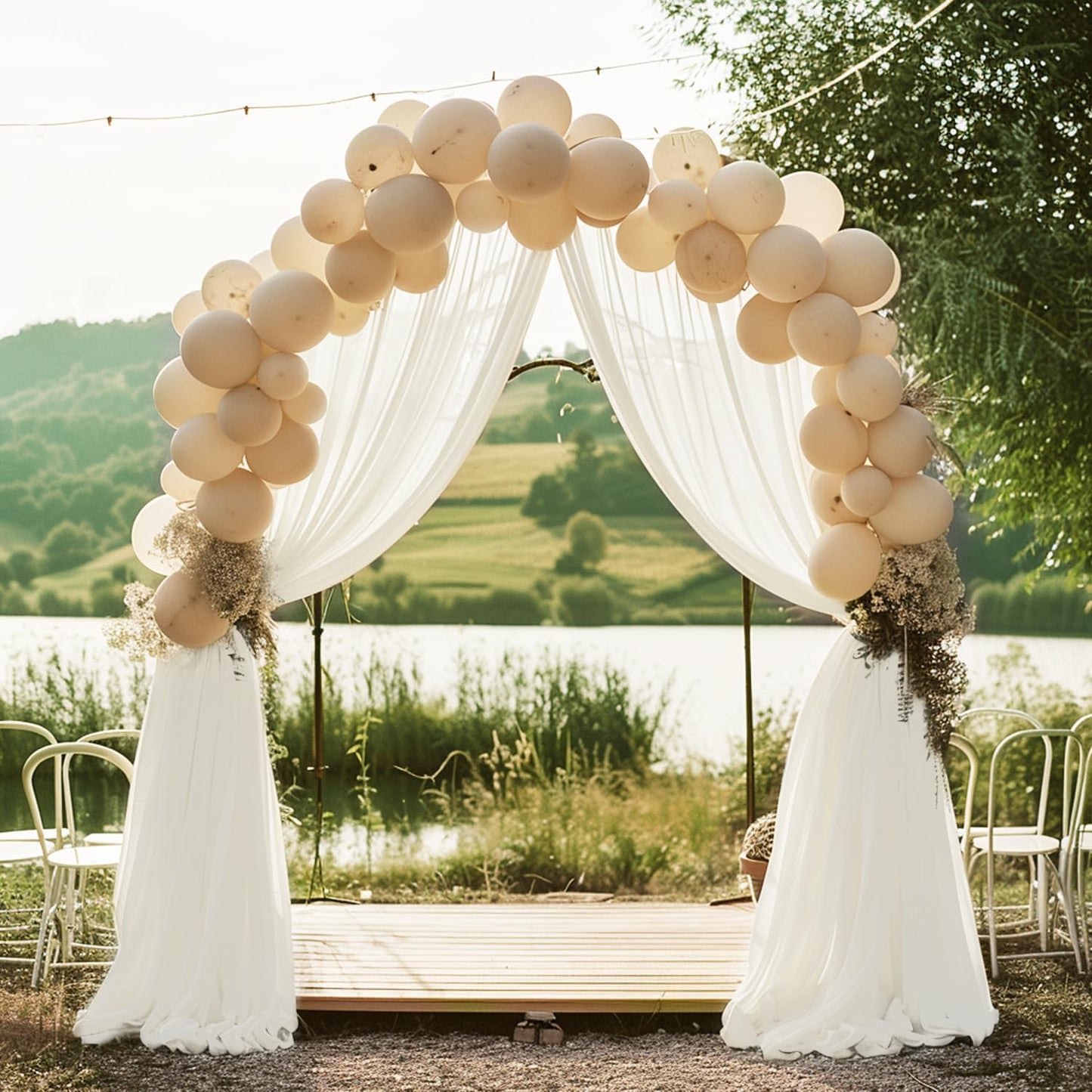 Wokceer Wedding Arch Draping Fabric 28.7" x 20FT Ivory Drapes Sheer Fabric Backdrop Arch Draping Fabrics for Wedding Ceremony Birthday Party Bridal Shower Decoration