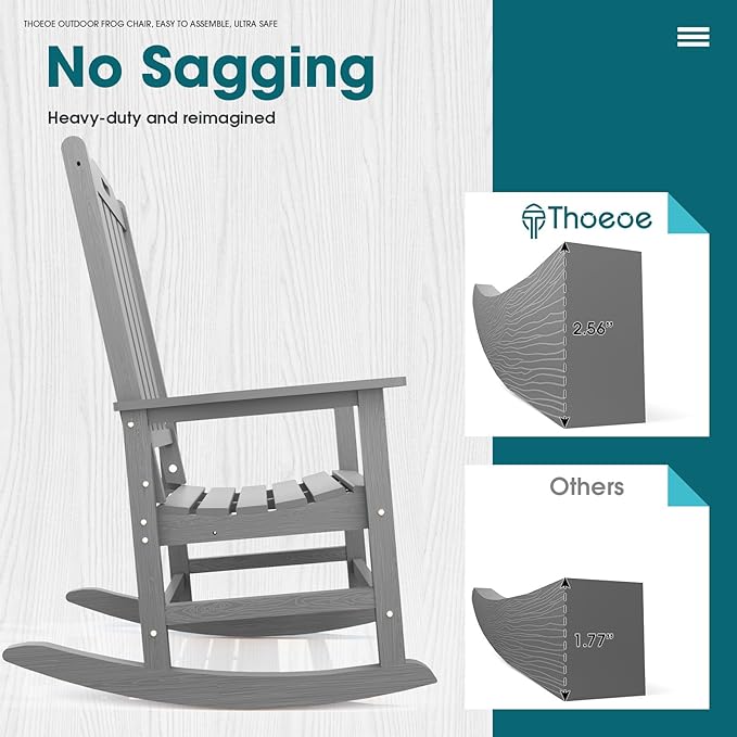 THOEOE Oversized Rocking Chair Set of 4, Outdoor Rocking Chair - Image 6