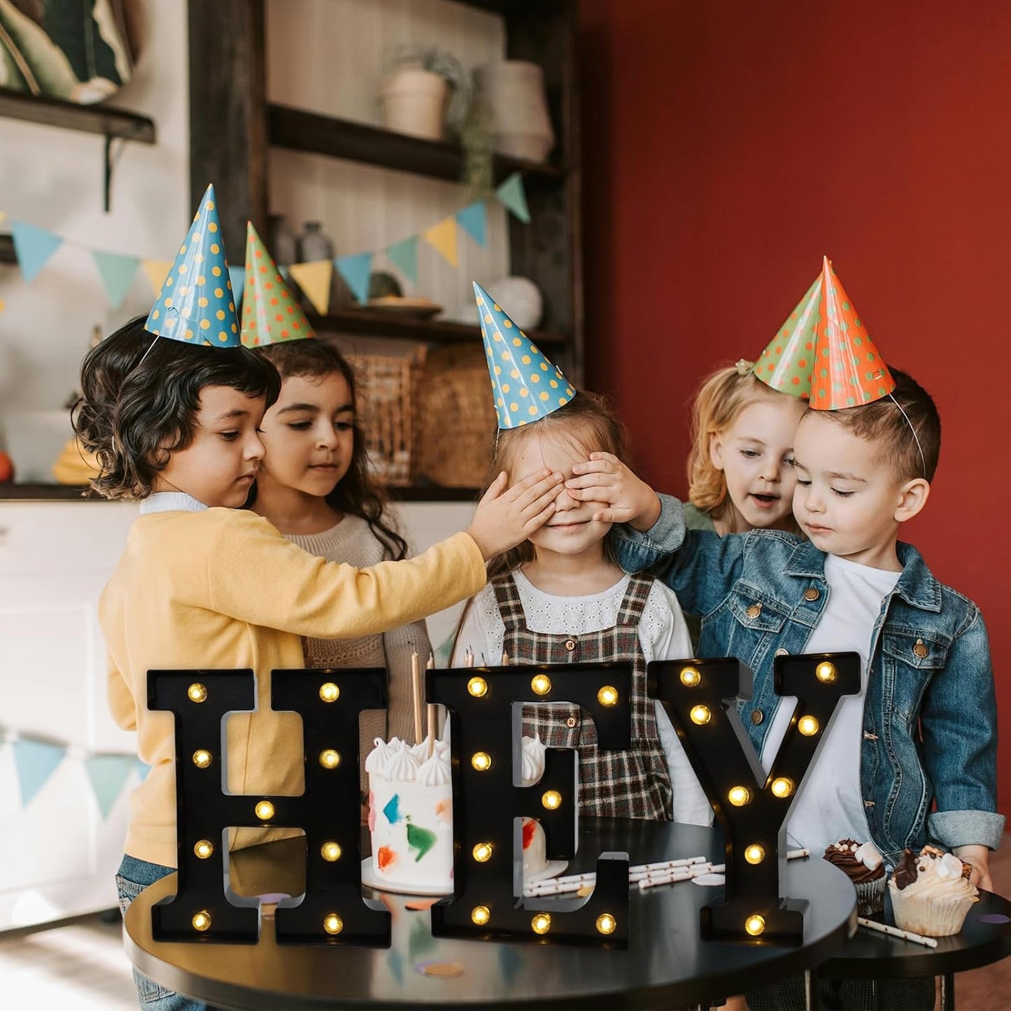 Led Marquee Letters, 8.58 Inch Black Light Up Letters, Small Led Letter Lights, Battery Powered Lighted Letterfor Table, Party, Birthday, Christmas Decor (Black, Letter H)