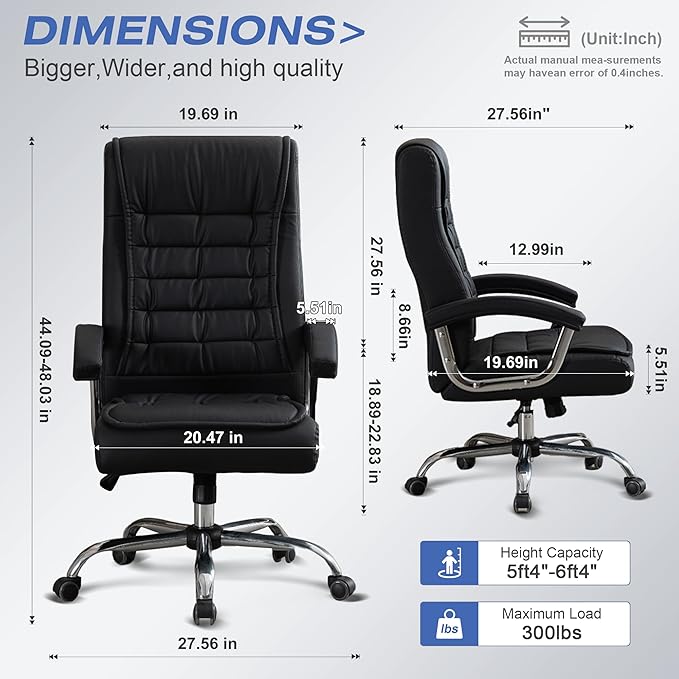 Executive Office Chair Adjustable Leather Chair, High Back Swivel Office Desk - Image 3