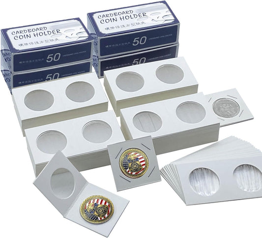 200 PCS Premium Cardboard Coin Flips 2 x 2 inch Coin Collection Supplies for Large Dollar, Mylar Coin Flips Coin Holders for Collectors (Large Dollar Coin Flips)