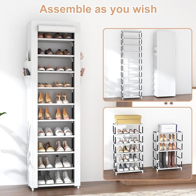 VTRIN Vertical Narrow Shoe Rack Organizer Tall Shoe Rack - Image 5