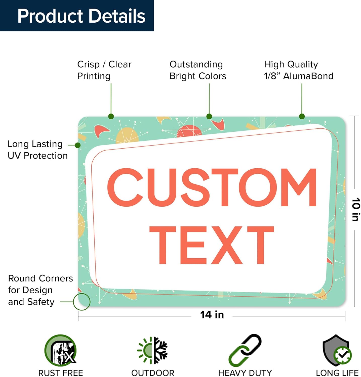 Custom Sign, Custom Street Sign, 11 Font Colors, 13 Font Styles, 4 Hole Options, 22 Sizes, 10x14 Inches, Rust Free DiBound, Fade Resistant, Made in USA by My Sign Center (Mid-Century Modern 2)