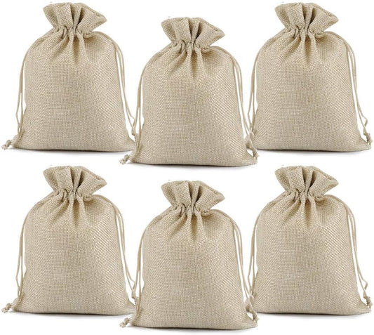 Lucky Monet 25/50/100PCS Burlap Gift Bags Wedding Hessian Jute Bags Linen Jewelry Pouches with Drawstring for Birthday, Party, Wedding Favors, Present, Art and DIY Craft (50Pcs, Cream, 3” x 4”)