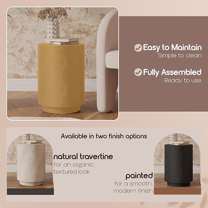 LeisureMod 14” Wide Round Side Table in Fiberstone - Image 9