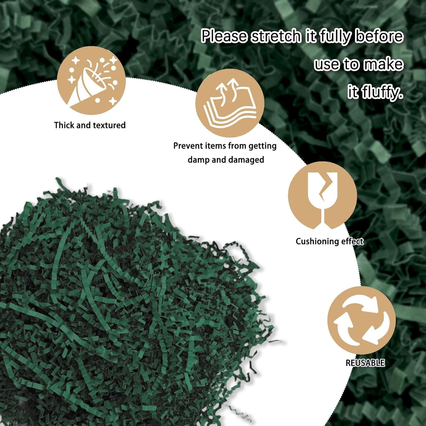 Zankubom 1 LB Dark Green Crinkle Cut Paper Shred Filler Great for Gift Wrapping, Basket Fillers, Birthday, Gift Wrapping, Anniversary, Halloween Thanksgiving Christmas Party Decor Filling Supplies