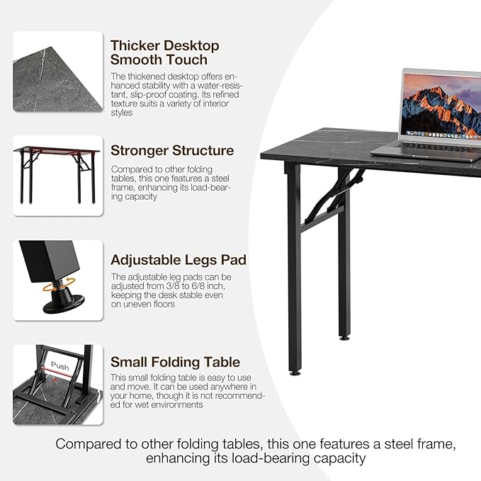 TEMI Small Computer Desk Folding Table - Image 7
